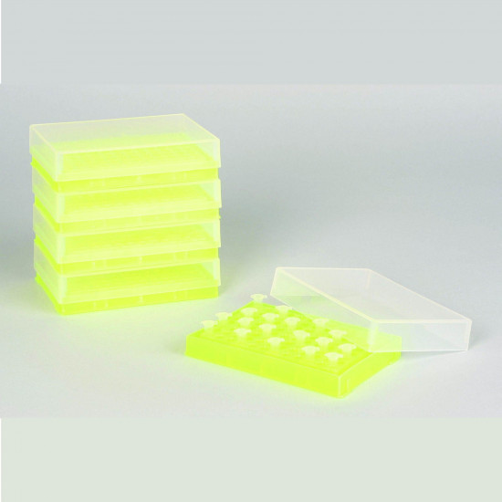 Bel-Art Hộp đựng tube PCR, ống PCR 0.2ml, 96 vị trí, màu vàng huỳnh quang (1 gói 5 hộp) 