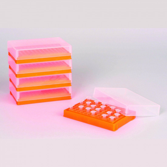Bel-Art Hộp đựng tube PCR, ống PCR 0.2ml, 96 vị trí, màu cam huỳnh quang (1 gói 5 hộp) 