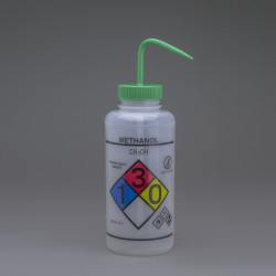 Bel-Art GHS Labeled Safety-Vented Methanol Wash Bottles; 1000ml (Pack of 2)