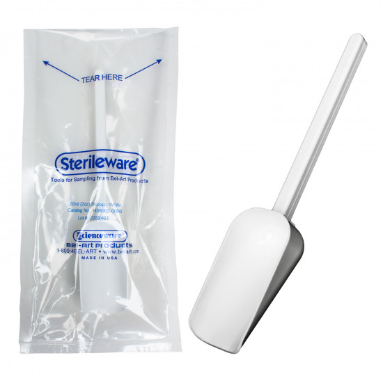 Bel-Art Sterileware Sterile Sampling Scoop; 60ml (2oz), White, Plastic, Individually Wrapped (Pack of 100) Bel-Art Sterileware Sterile Sampling Scoop; 60ml (2oz), White, Plastic, Individually Wrapped (Pack of 100)