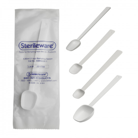 Bel-Art Sterileware Double Bagged Long Handle Sampling Spoons; 14.79ml (3tsp)