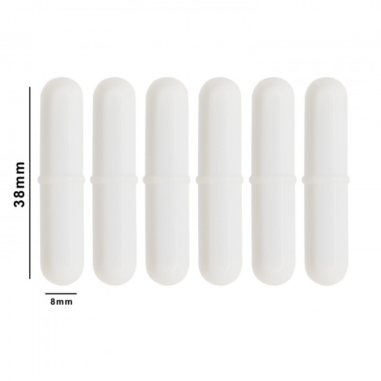 Bel-Art Spinpak® Teflon® Octagon Magnetic Stirring Bar; 38 x 8mm, White (Pack of 6)