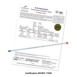 Bel-Art, H-B DURAC Plus Calibrated Liquid-In-Glass Laboratory Thermometer; 1 to 61C, 76mm Immersion, Organic Liquid Fill