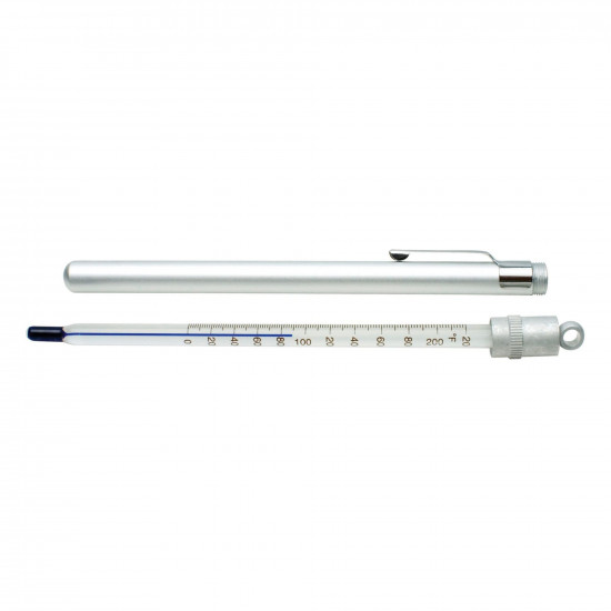 Bel-Art, H-B DURAC Plus Pocket Liquid-In-Glass Laboratory Thermometer; 0 to 220F, Closed Metal Case, Organic Liquid Fill Bel-Art, H-B DURAC Plus Pocket Liquid-In-Glass Laboratory Thermometer; 0 to 220F, Closed Metal Case, Organic Liquid Fill