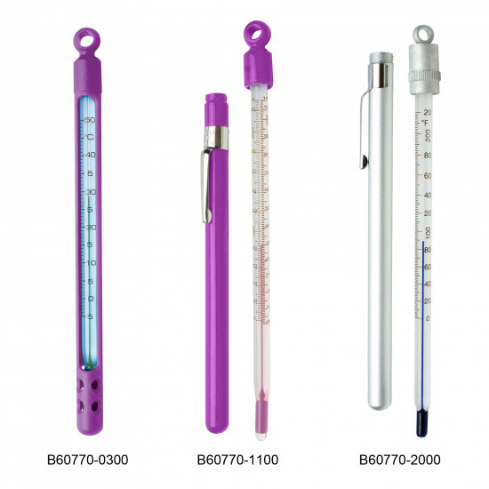 Bel-Art, H-B DURAC Plus Pocket Liquid-In-Glass Laboratory Thermometer; -5 to 50C, Closed Plastic Case, Organic Liquid Fill