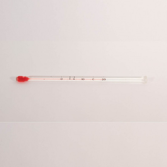 Bel-Art, H-B DURAC Blood Bank Liquid-In-Glass Refrigerator Thermometer; -5 to 20C, PFA Safety Coated, Organic Liquid Fill