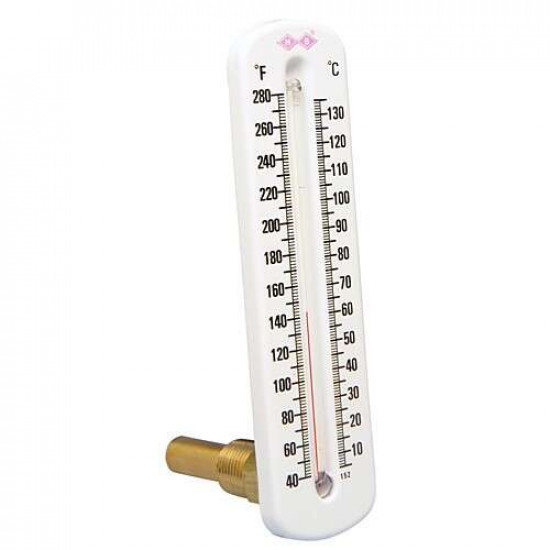Bel-Art, H-B DURAC Hot Water/Refrigerant Line Liquid-In-Glass Straight Thermometer; 5 to 120C (40 to 260F), Steel Well, Organic Liquid Fill Bel-Art, H-B DURAC Hot Water/Refrigerant Line Liquid-In-Glass Straight Thermometer; 5 to 120C (40 to 260F), Steel Well, Organic Liquid Fill