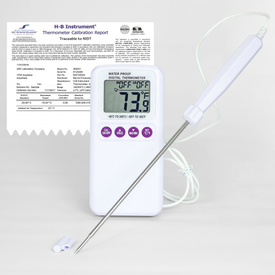 Bel-Art, H-B DURAC Calibrated Electronic Thermometer with Stainless Steel Probe; -50/200C (-58/392F), 135 x 22mm Bel-Art, H-B DURAC Calibrated Electronic Thermometer with Stainless Steel Probe; -50/200C (-58/392F), 135 x 22mm