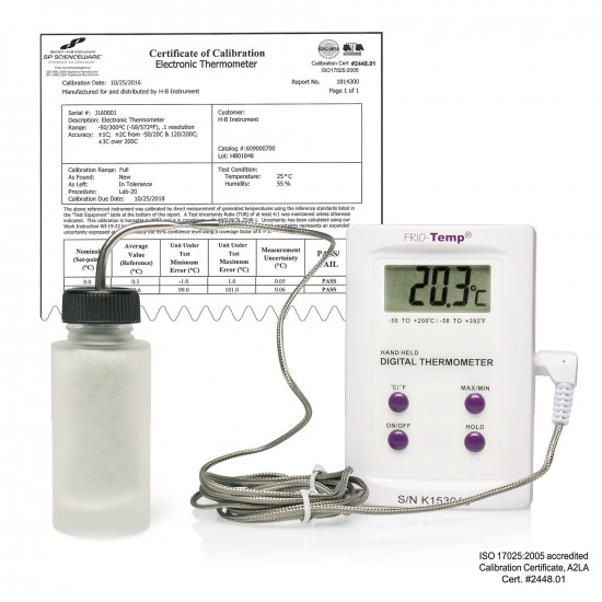 Bel-Art, H-B Frio-Temp Calibrated Electronic Verification Thermometer; -50/200C (-58/392F), General Calibration Bel-Art, H-B Frio-Temp Calibrated Electronic Verification Thermometer; -50/200C (-58/392F), General Calibration
