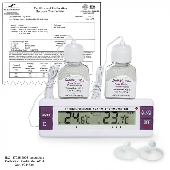 Bel-Art, H-B Frio Temp Calibrated Dual Zone Electronic Verification Thermometer; -40/70C (-40/158F), General Calibration