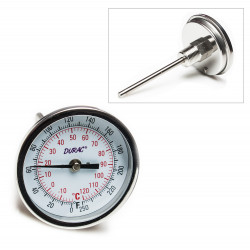 Bel-Art H-B DURAC Bi-Metallic Dial Thermometer; -20 to 120C (0 to 250F), 1/2 in. NPT Threaded Connection, 75mm Dial