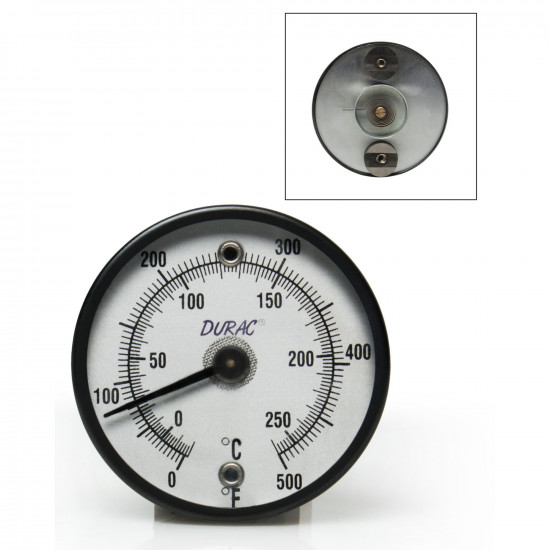 Bel-Art, H-B DURAC Bi-Metallic Surface Temperature Thermometer; -20/260C (0/500F), 50mm (2 in.) Dial, Double Magnet Bel-Art, H-B DURAC Bi-Metallic Surface Temperature Thermometer; -20/260C (0/500F), 50mm (2 in.) Dial, Double Magnet