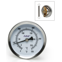 Bel-Art, H-B DURAC Bi-Metallic Surface Temperature Thermometer; -20/260C (0/500F), 50mm (2 in.) Dial, Single Thin Spring