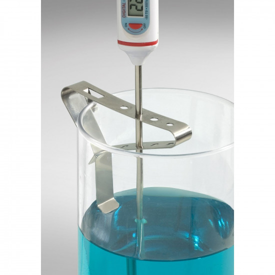 Bel-Art, H-B Beaker Clip Liquid-in-Glass Thermometer Holder; Multi-Probe, Stainless Steel, 4 Slots
