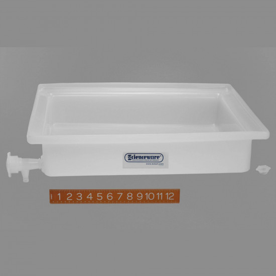 Bel-Art General Purpose Polyethylene Tray with Faucet; 18 x 22 x 4 in.