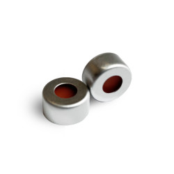 INNOTEG Sliver Open Top Aluminium Cap; Transparent PTFE/Red Silicone Septum, φ11mm, 100/pk