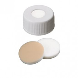 INNOTEG White Open Top Screw PP Cap; Beige White PTFE/Natural Color Silicone Septum, φ24mm, 100/pk