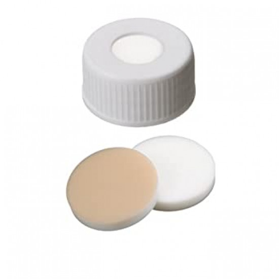 INNOTEG White Open Top Screw PP Cap; Beige White PTFE/Natural Color Silicone Septum, φ24mm, 100/pk