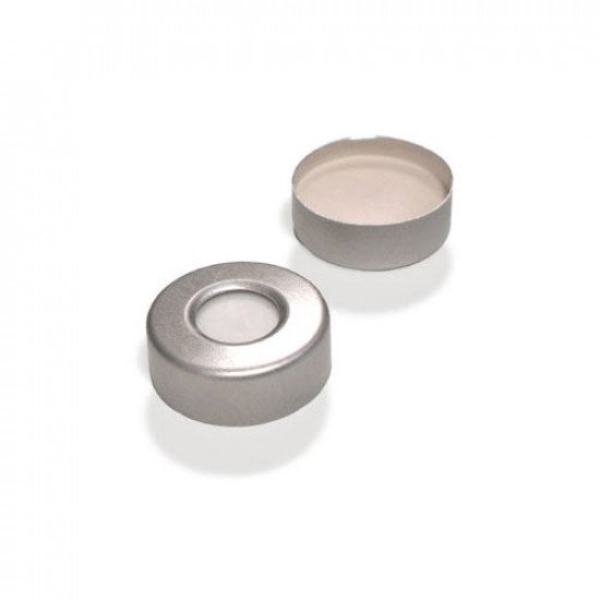 INNOTEG 20mm Sliver Open Top Aluminium Cap; Beige PTFE/White Silicone Septum, φ20mm, 100/pk