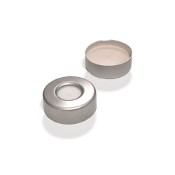 INNOTEG 20mm Sliver Open Top Aluminium Cap; Beige PTFE/White Silicone Septum, Max 250℃, φ20mm, 100/pk