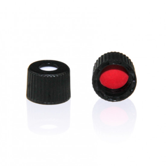 INNOTEG Black Open Top PP Cap; White PTFE/Red Silicone Septum, φ8mm, 100/pk