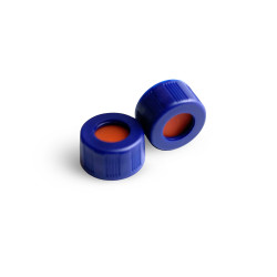 INNOTEG Blue Screw Open Top PP Cap; White PTFE/Red Silicone Septum (High Performance Septum), φ9mm, 100/pk