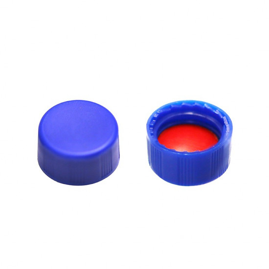 INNOTEG Blue Screw Solid Top PP Cap; White PTFE/Red Silicone Septum, φ9mm, 100/pk