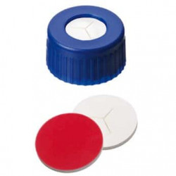 INNOTEG Blue Screw Open Top PP Cap Bonded With Pre-Slited White PTFE/Red Silicone Septum, φ9mm,100/pk